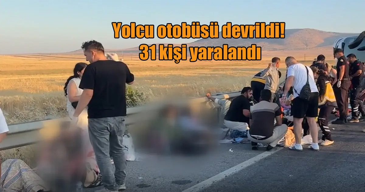 Yolcu otobüsü devrildi! 31 kişi yaralandı